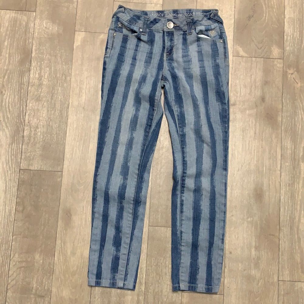Girls Justice Premium Striped Straight Jeans‎